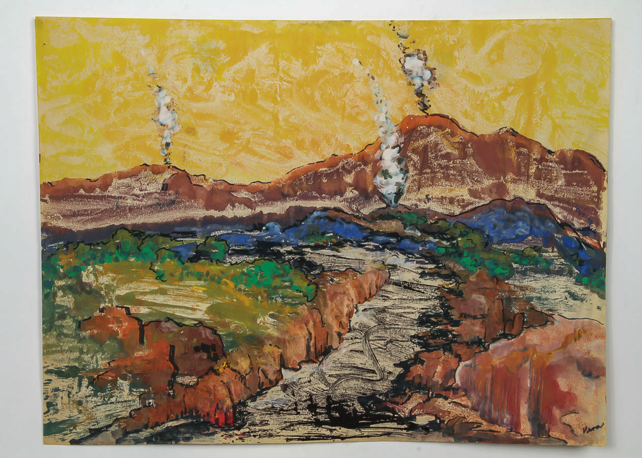 Vera Indenbaum Mixed Media Painting on Paper "Jellystone Park"