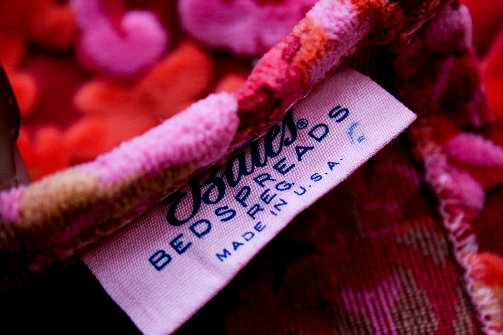 1970s Bates Mill Velvet Chenille Bedspread