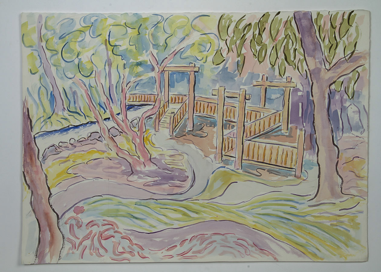 Donald Geoffroy Watercolor Painting on Paper "Saratoga Trails"