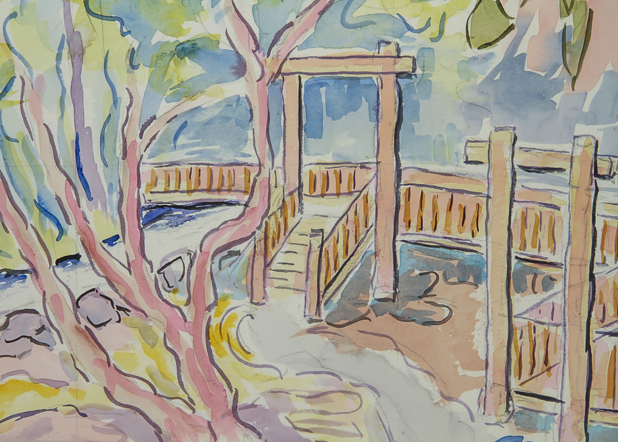 Donald Geoffroy Watercolor Painting on Paper "Saratoga Trails"