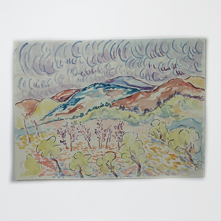 Donald Geoffroy Watercolor Painting on Paper "Lyrical California Landscape"