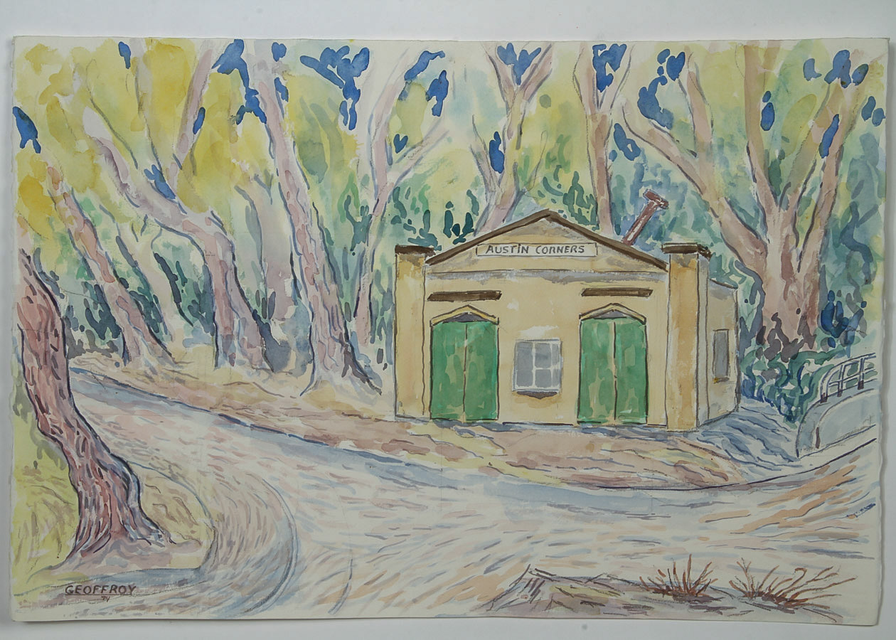 Donald Geoffroy Watercolor Painting on Paper "Austin Corners, Saratoga"