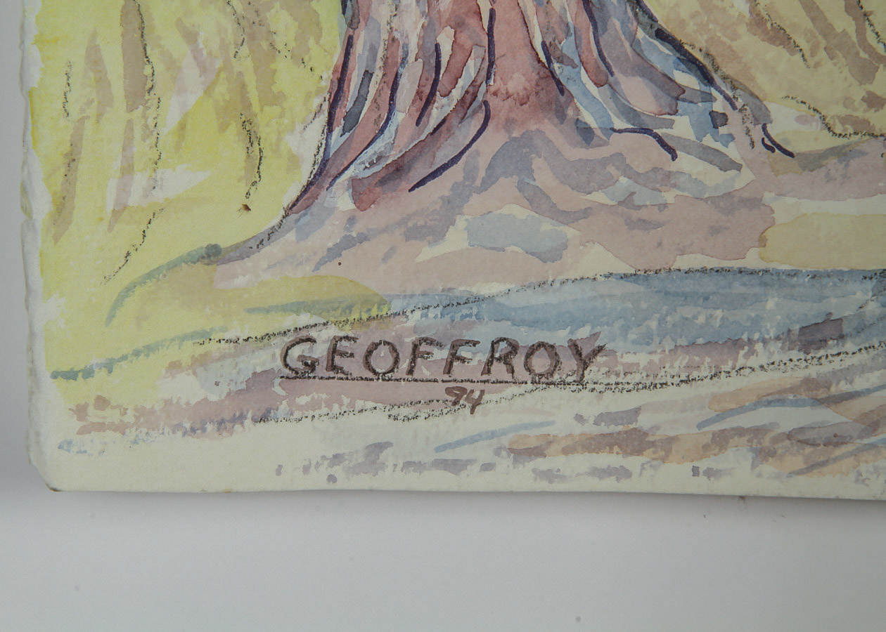 Donald Geoffroy Watercolor Painting on Paper "Austin Corners, Saratoga"