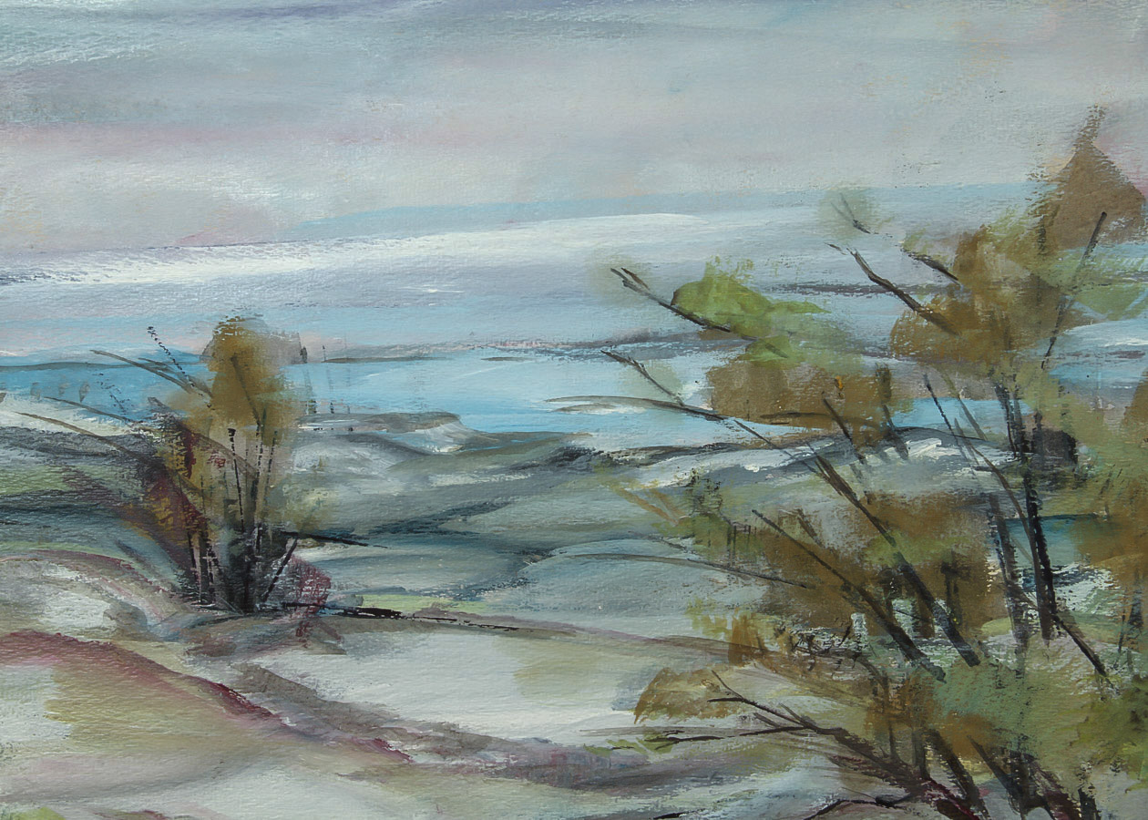 Edith Buhler Watercolor Painting on Paper "Lake Landscape"
