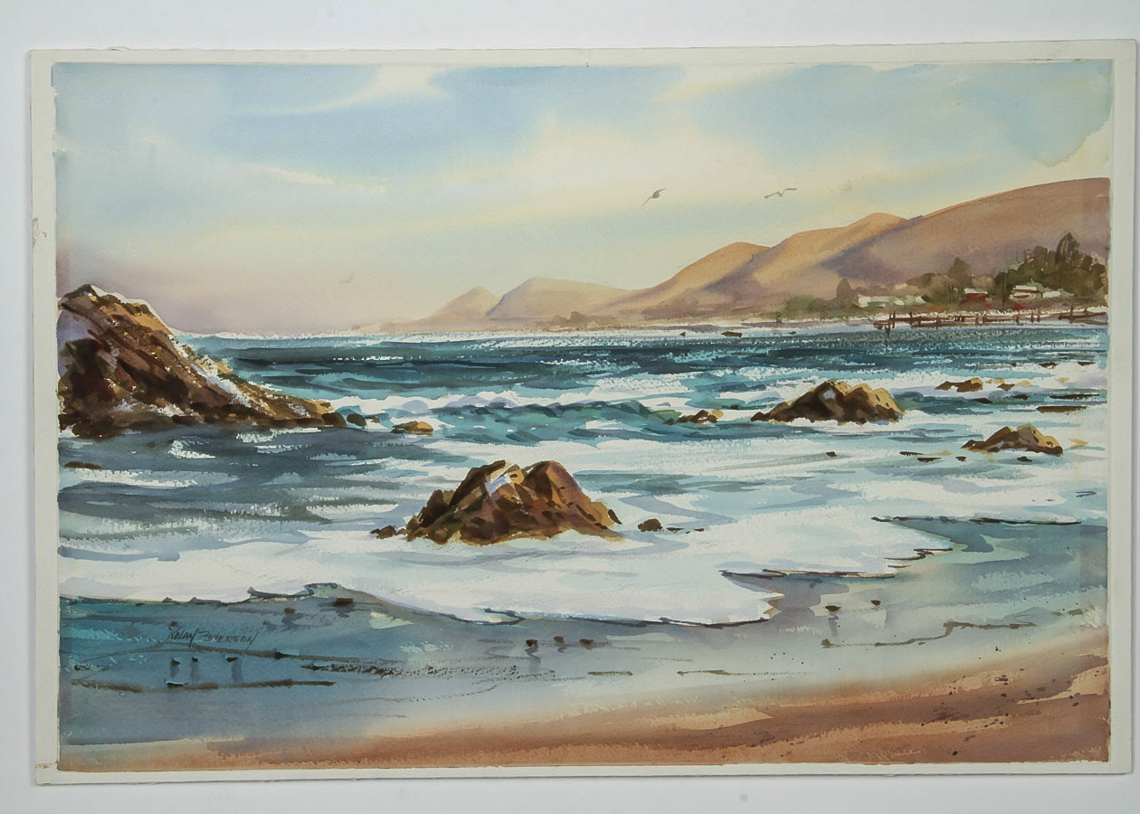 Kolan Peterson Watercolor Painting on Paper "Pacific Coast"