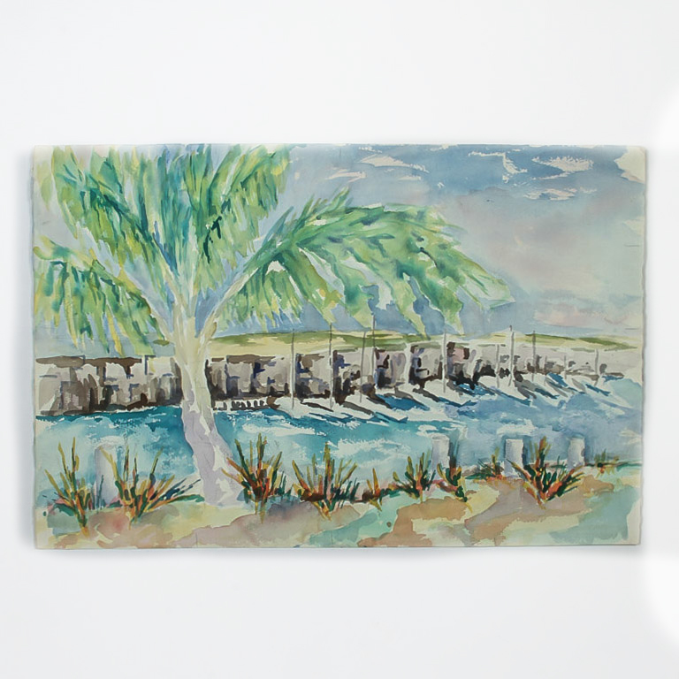 Watercolor Painting on Paper "Tropical Jetty"