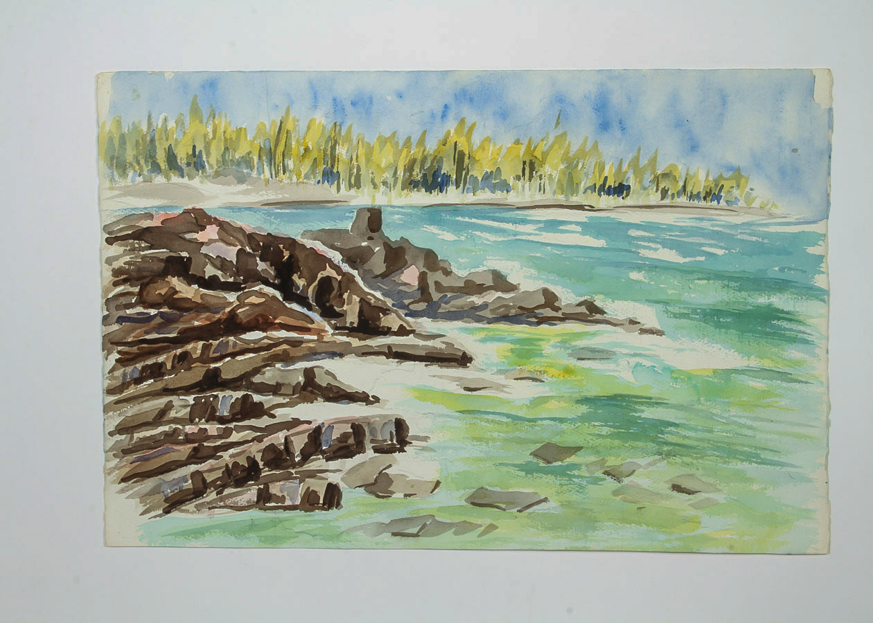 Watercolor Painting on Paper "Tropical Jetty"