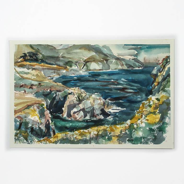 Jo Smart Watercolor Painting on Paper "Lake Landscape"