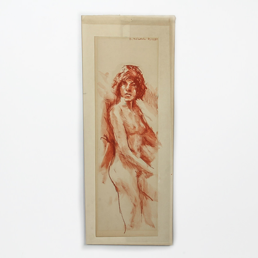 B. McClintock Conté Crayon Drawing on Paper Female Nude