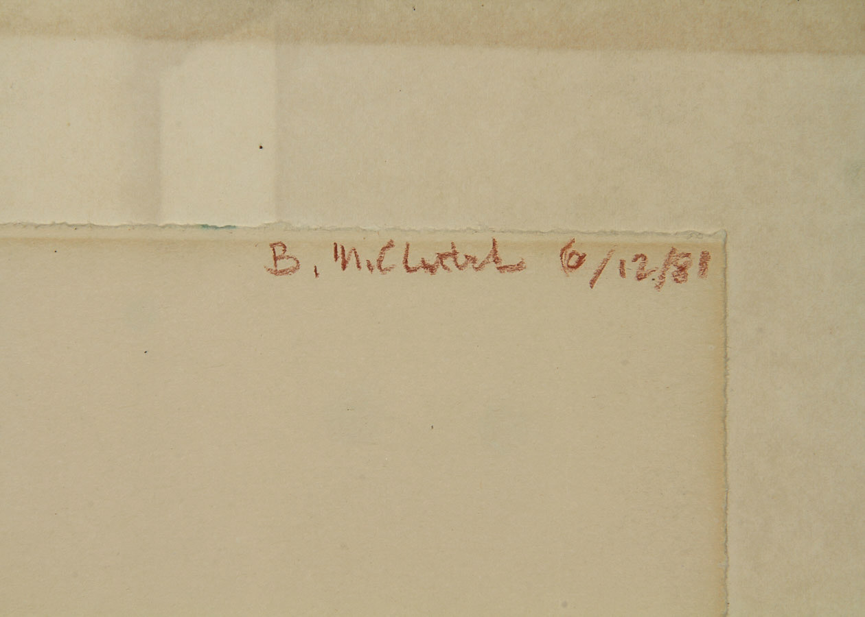 B. McClintock Conté Crayon Drawing on Paper Female Nude