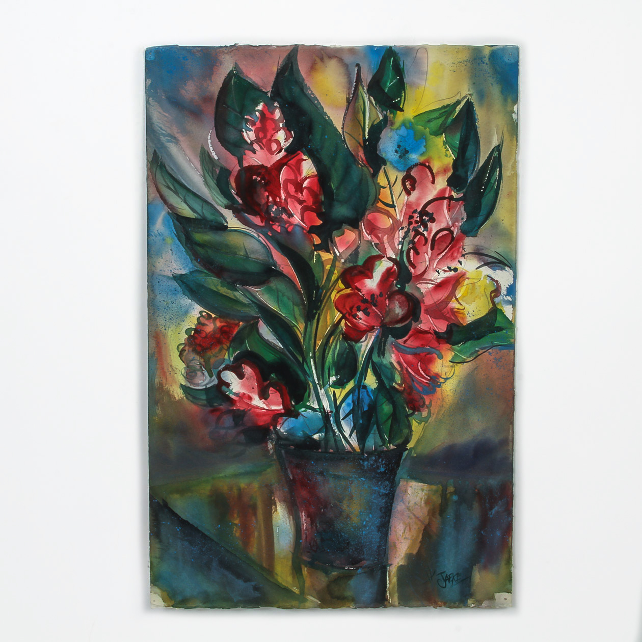 Signed Acrylic Painting on Paper "Still Life of Flowers"