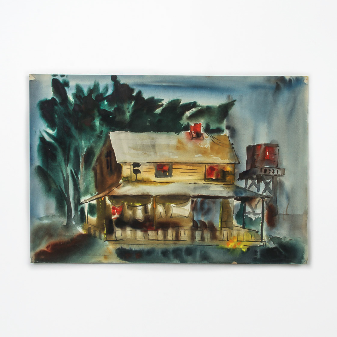 Muriel Backman Watercolor Painting on Paper "Mendocino Farmhouse"