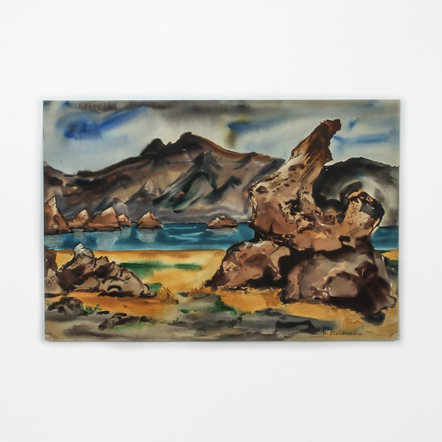 Muriel Backman Watercolor Painting on Paper "Pyramid Lake, Nevada"