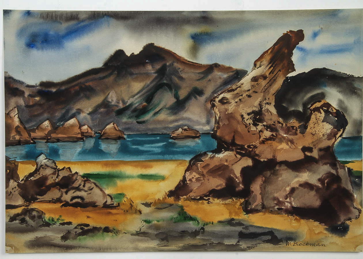 Muriel Backman Watercolor Painting on Paper "Pyramid Lake, Nevada"