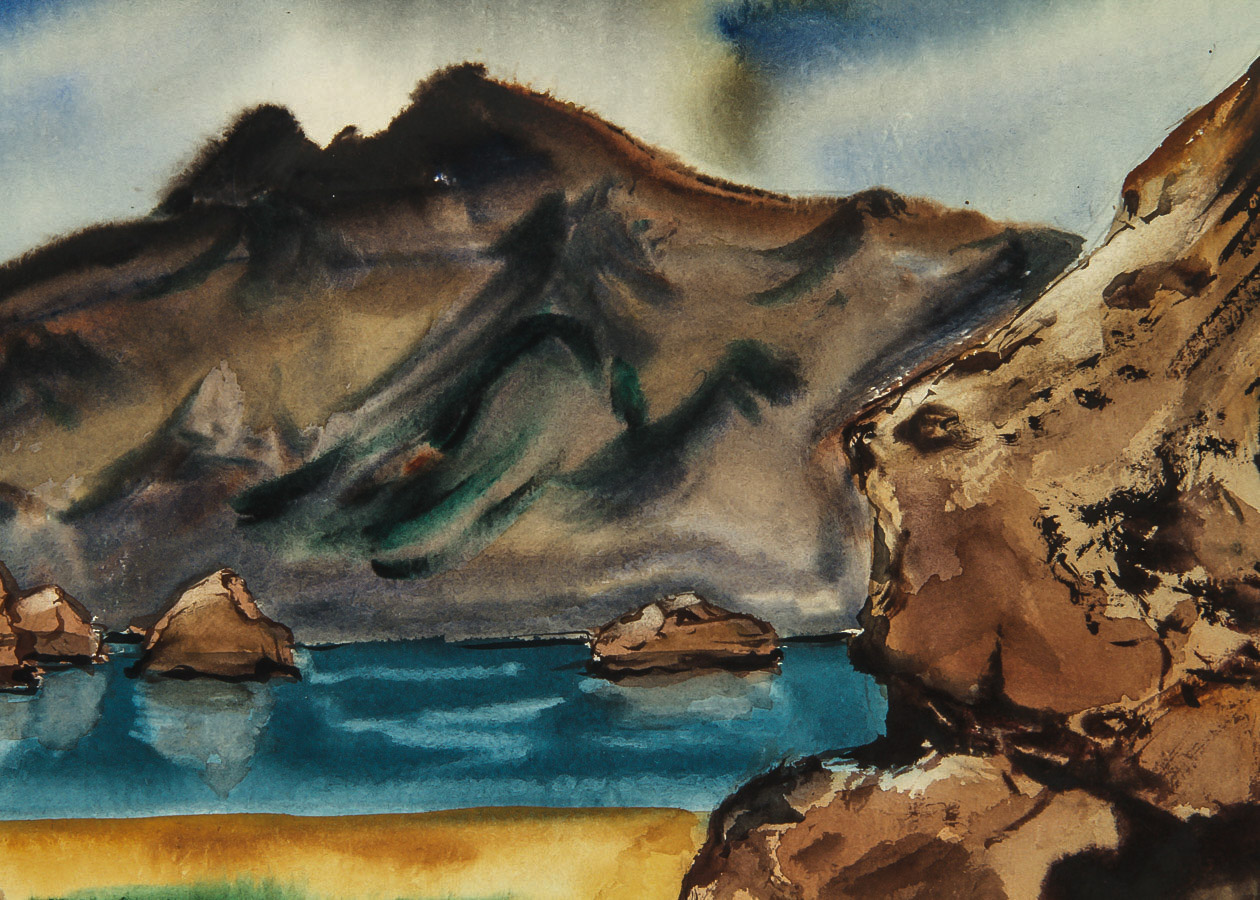 Muriel Backman Watercolor Painting on Paper "Pyramid Lake, Nevada"