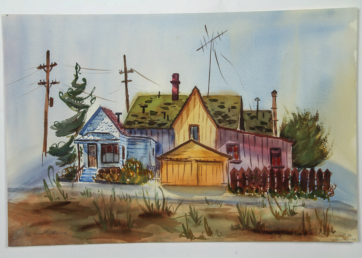 Jane Martin Watercolor Painting on Paper "Pacific Grove, California"