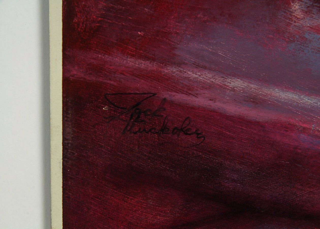 Jack Huckoker Acrylic Painting on Board "Tomatoes on a Wooden Board"