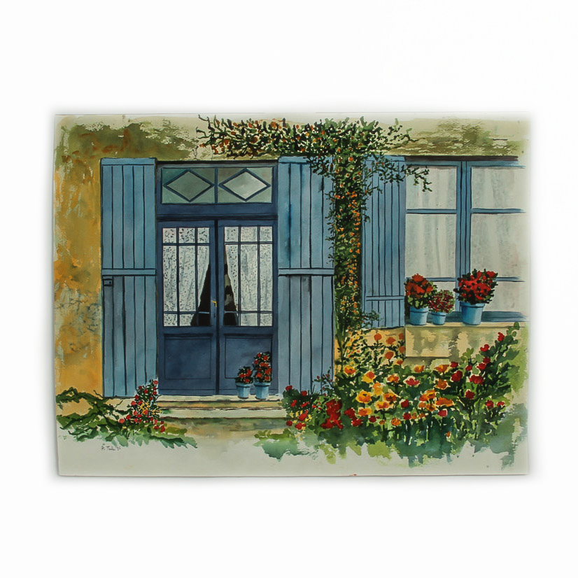 Signed Watercolor Painting on Paper "Quiet Courtyard"