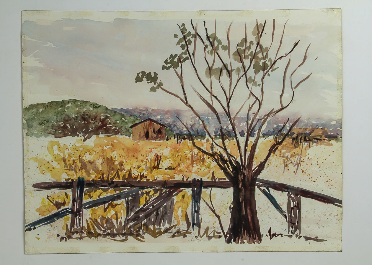 Signed Watercolor Painting on Paper "Quiet Courtyard"