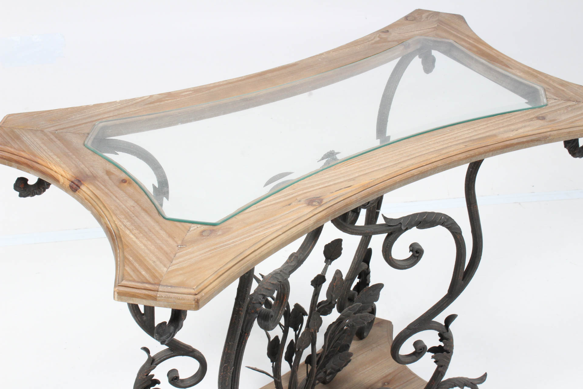 Decorative Wood and Cast Iron Console Table