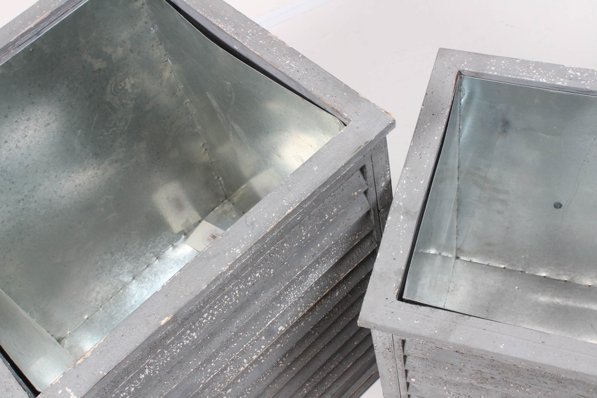 Pair of Painted Wooden Louvered Planters