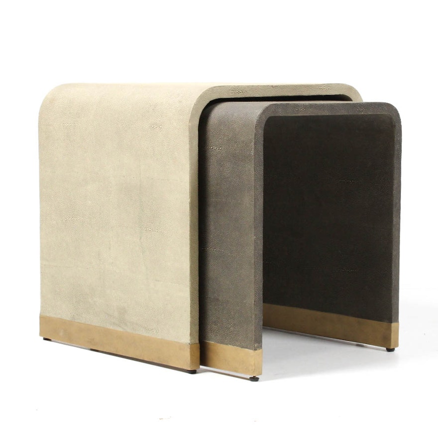 Nesting U-Shaped End Tables with Faux Lizard Hide