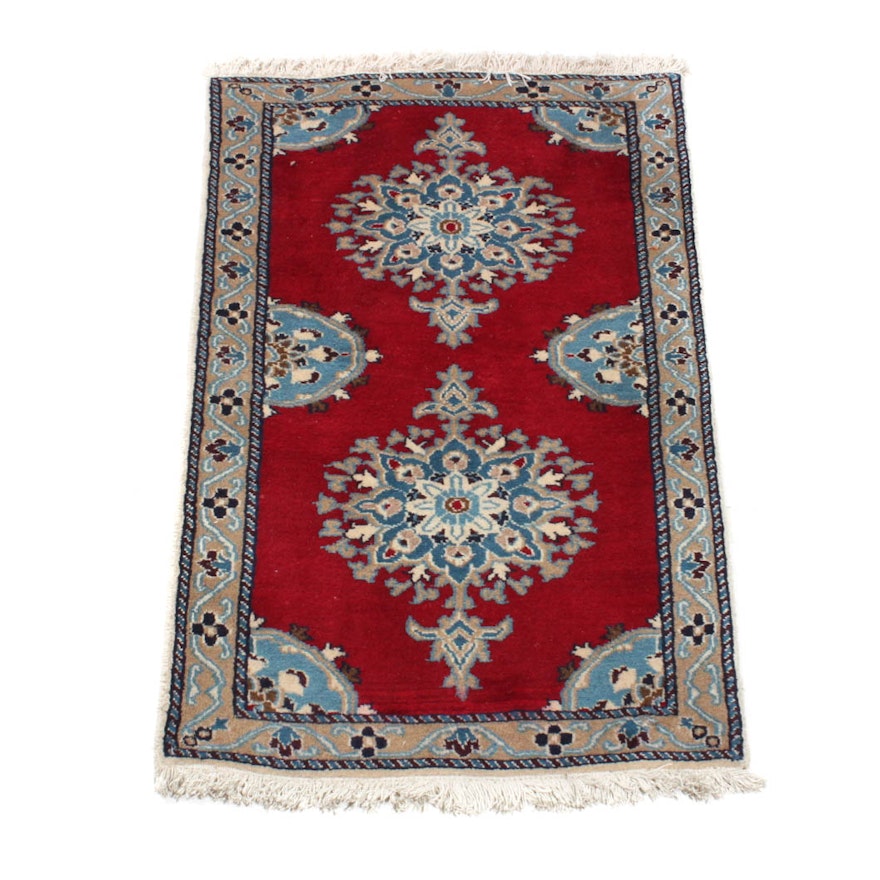 Hand-Knotted Fine Persian Nain Accent Rug