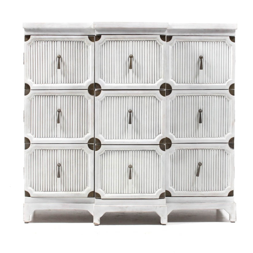 Antiqued White Wooden Cabinet