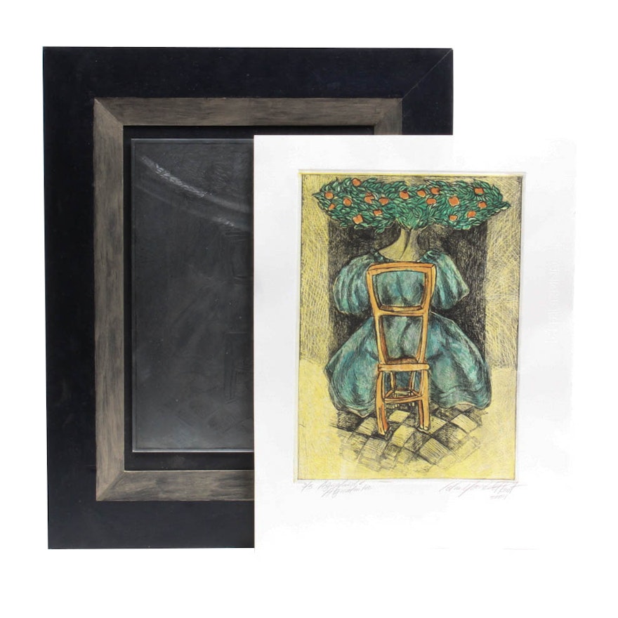 Celio Marco del'Pont Framed Etching Plate and Limited Edition Aquatint