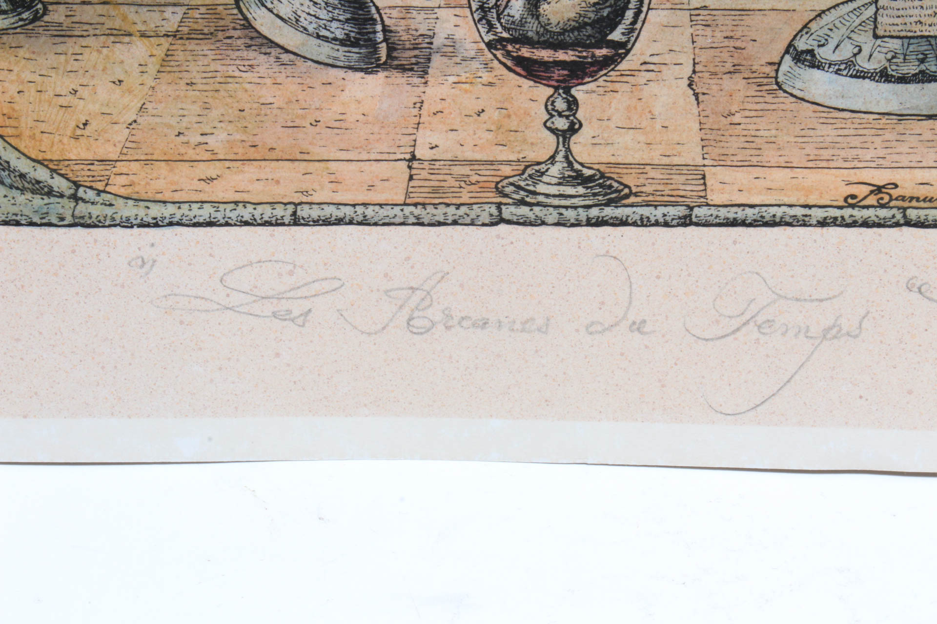 Tudor Banus Colored Lithograph "Les Arcanes Du Temps"