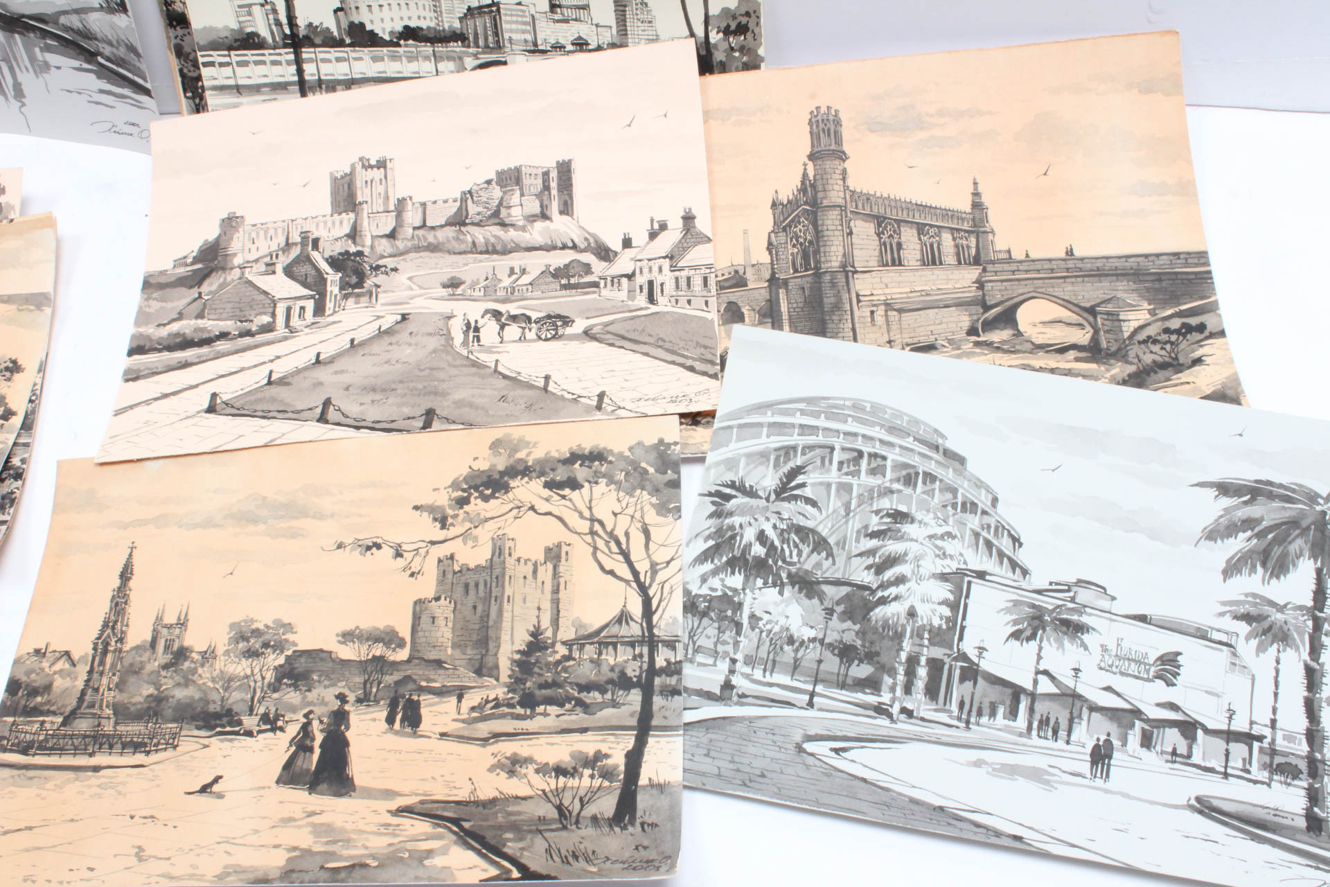 Collection of Ink Drawings of World Landmarks