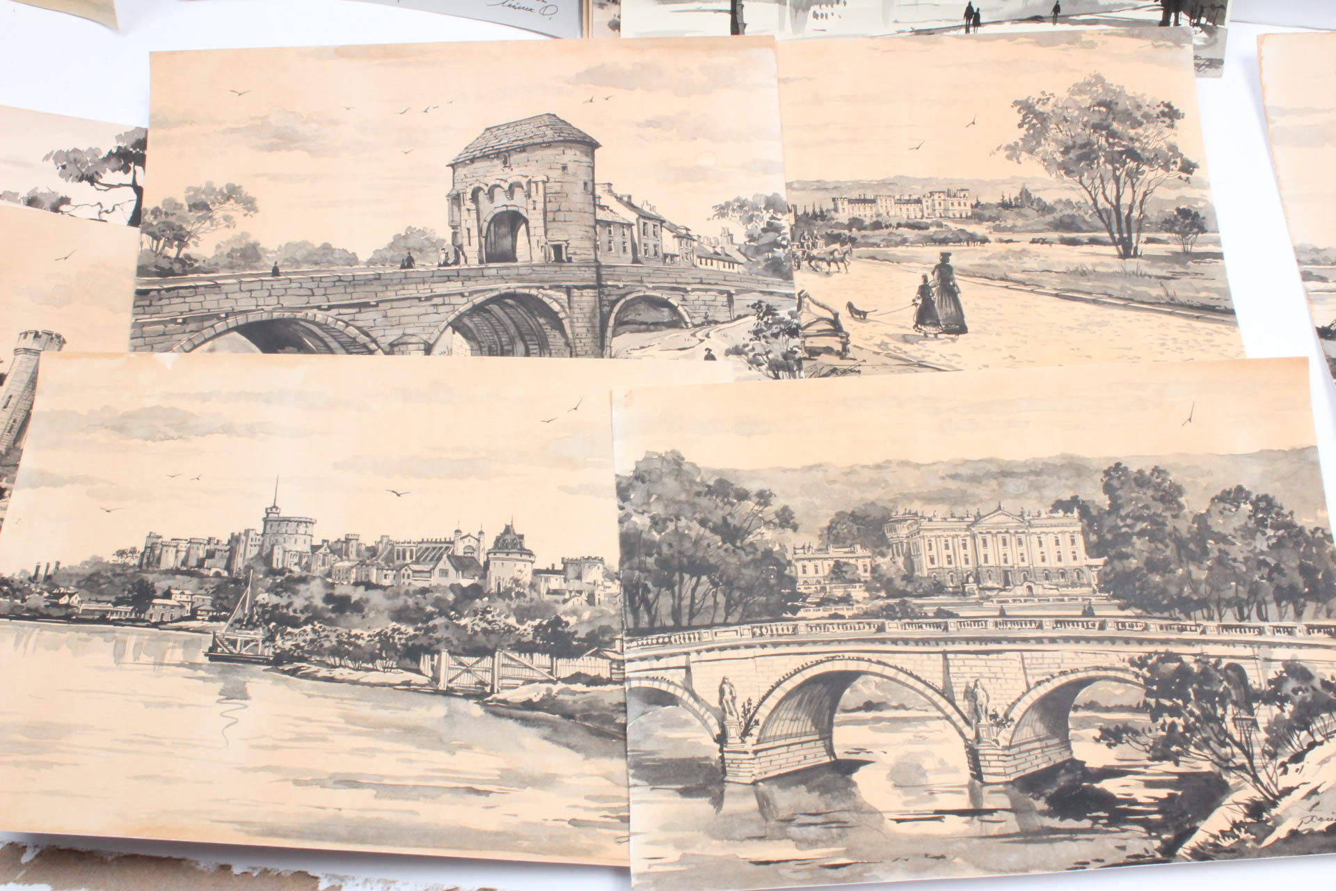 Collection of Ink Drawings of World Landmarks