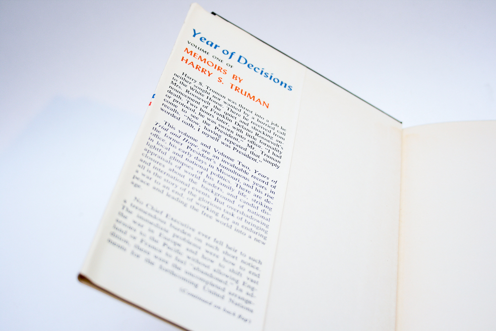 First Edition "Year of Decisions" by Harry S. Truman in Two Volumes