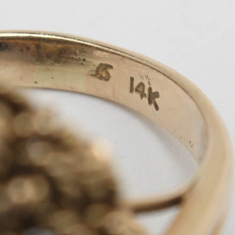 14K Yellow Gold Jade and Diamond Ring