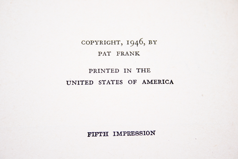 First Edition "Spirit Lake" by MacKinlay Kantor and Early Editions of "Mr. Adam" by Pat Frank and "The Thin Red Line" by James Jones