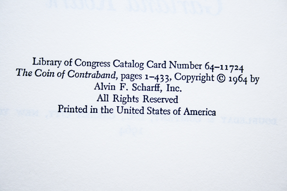 1964 First Edition " The Coin of Contraband" by Garland Roark