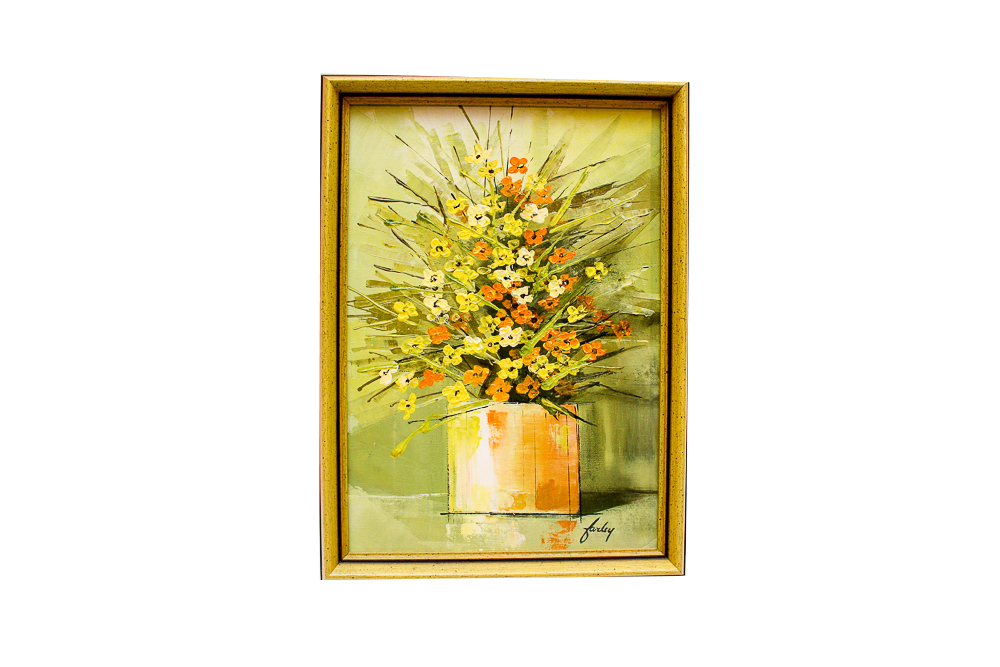 Vintage Acrylic and Oil Still Life Paintings