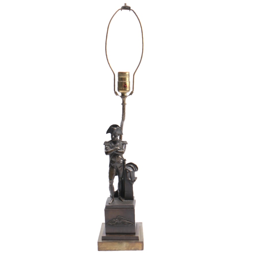 Bronze Lamp With Colonial Male Figure