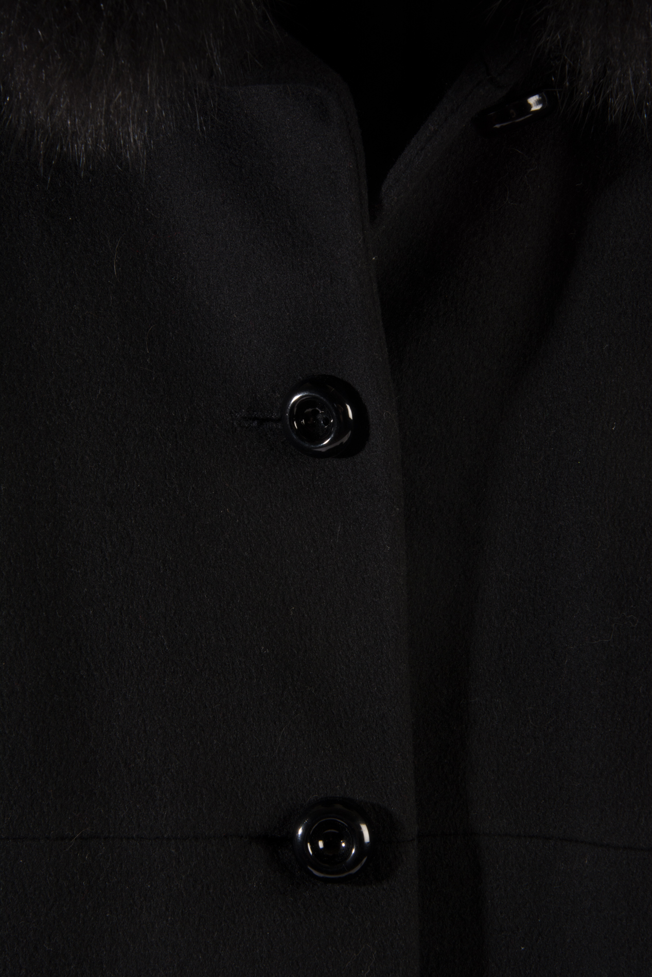 Dale Dressin Floor Length Wool Coat with Dyed Blue Fox Fur Hood