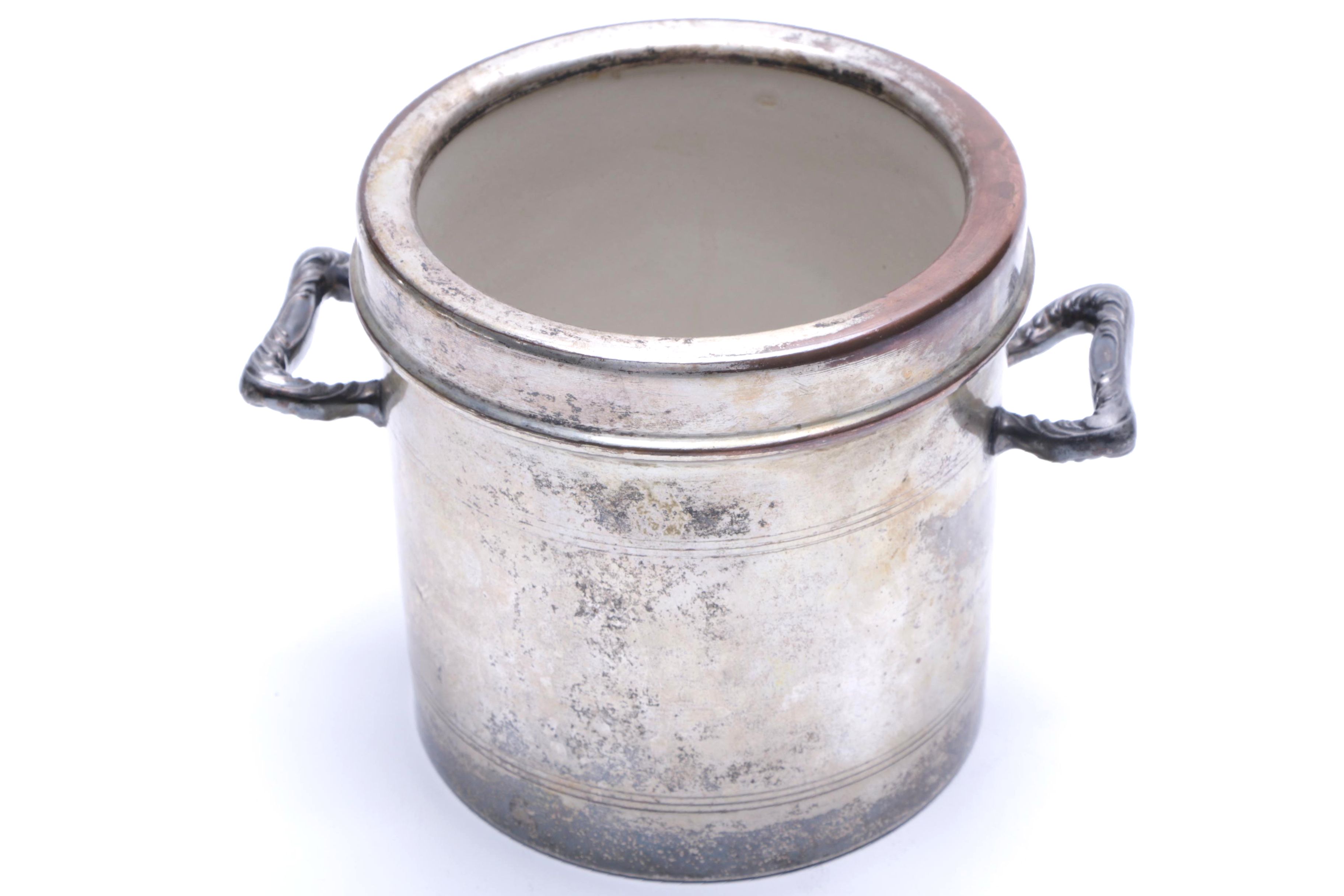 National Silver Co. Silver Plate Pottery Canister