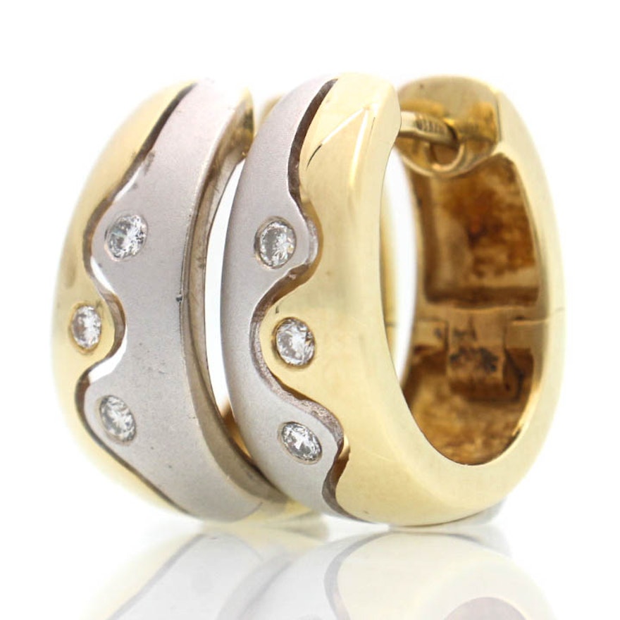 14K Two Toned Gold Diamond Earrings