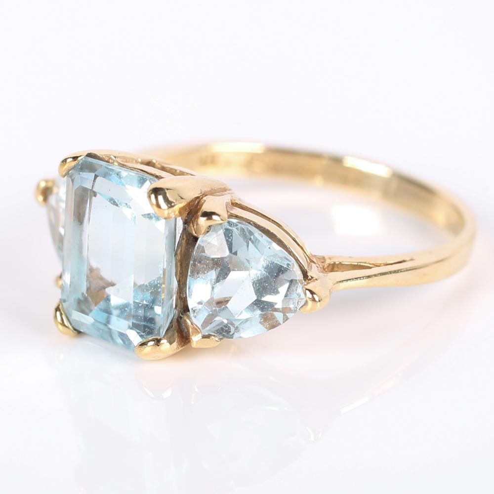 10K Yellow Gold and 4.58 CTW Blue Topaz Ring