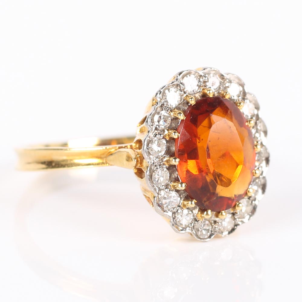 18K Yellow Gold 1.25 Carat Citrine Halo Ring