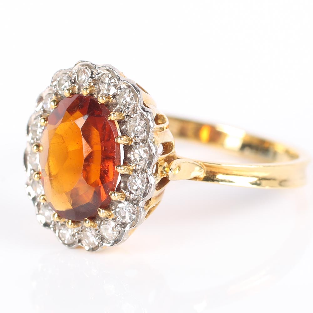 18K Yellow Gold 1.25 Carat Citrine Halo Ring