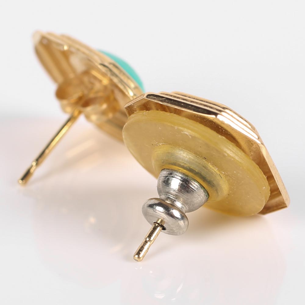 14K Yellow Gold and Turquoise Earrings