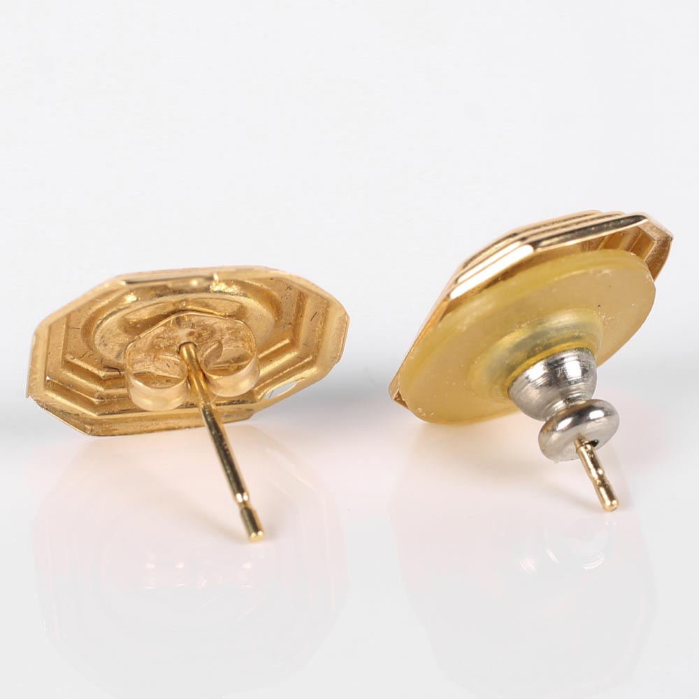 14K Yellow Gold and Turquoise Earrings