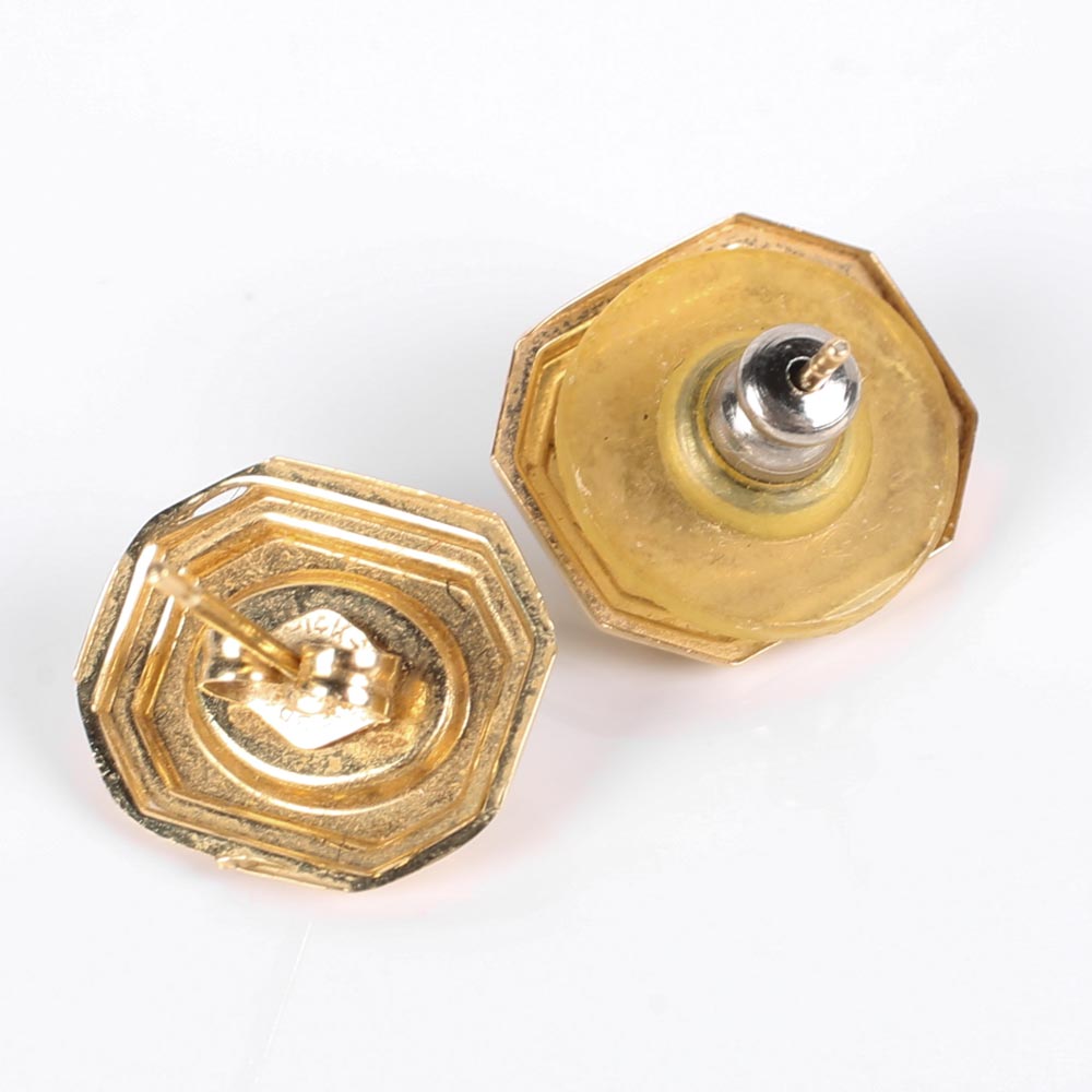 14K Yellow Gold and Turquoise Earrings