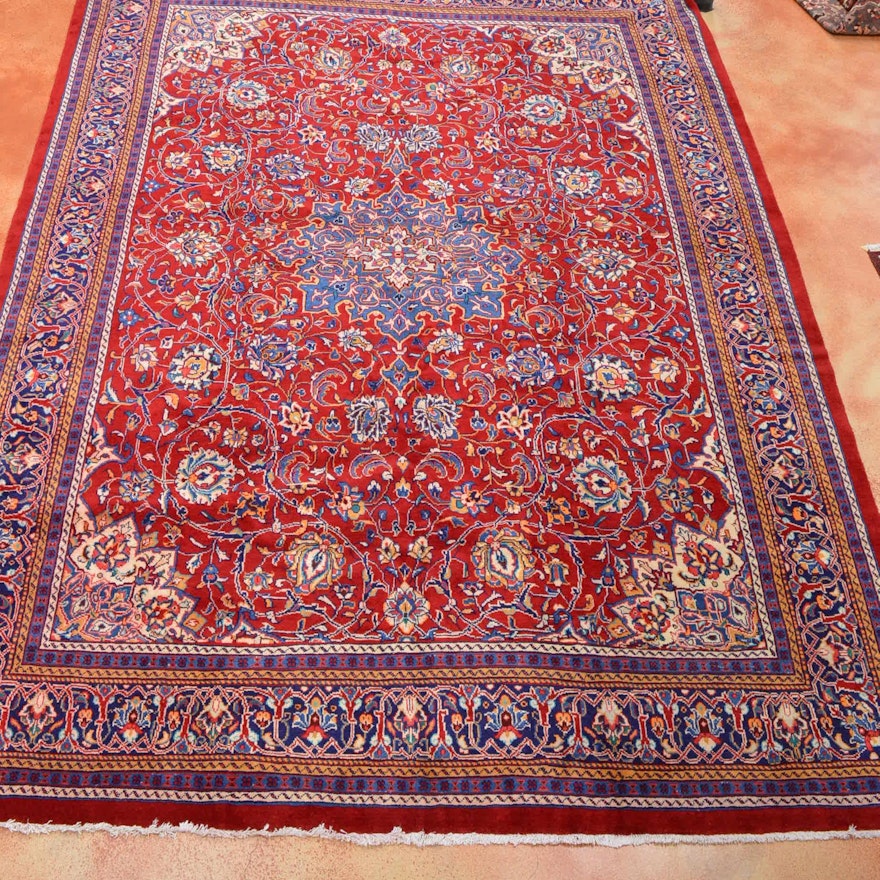 Hand Knotted Kashan Area Rug