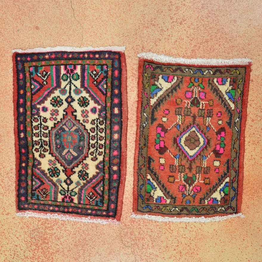 Hand Knotted Iranian Hamadan Accent Rugs