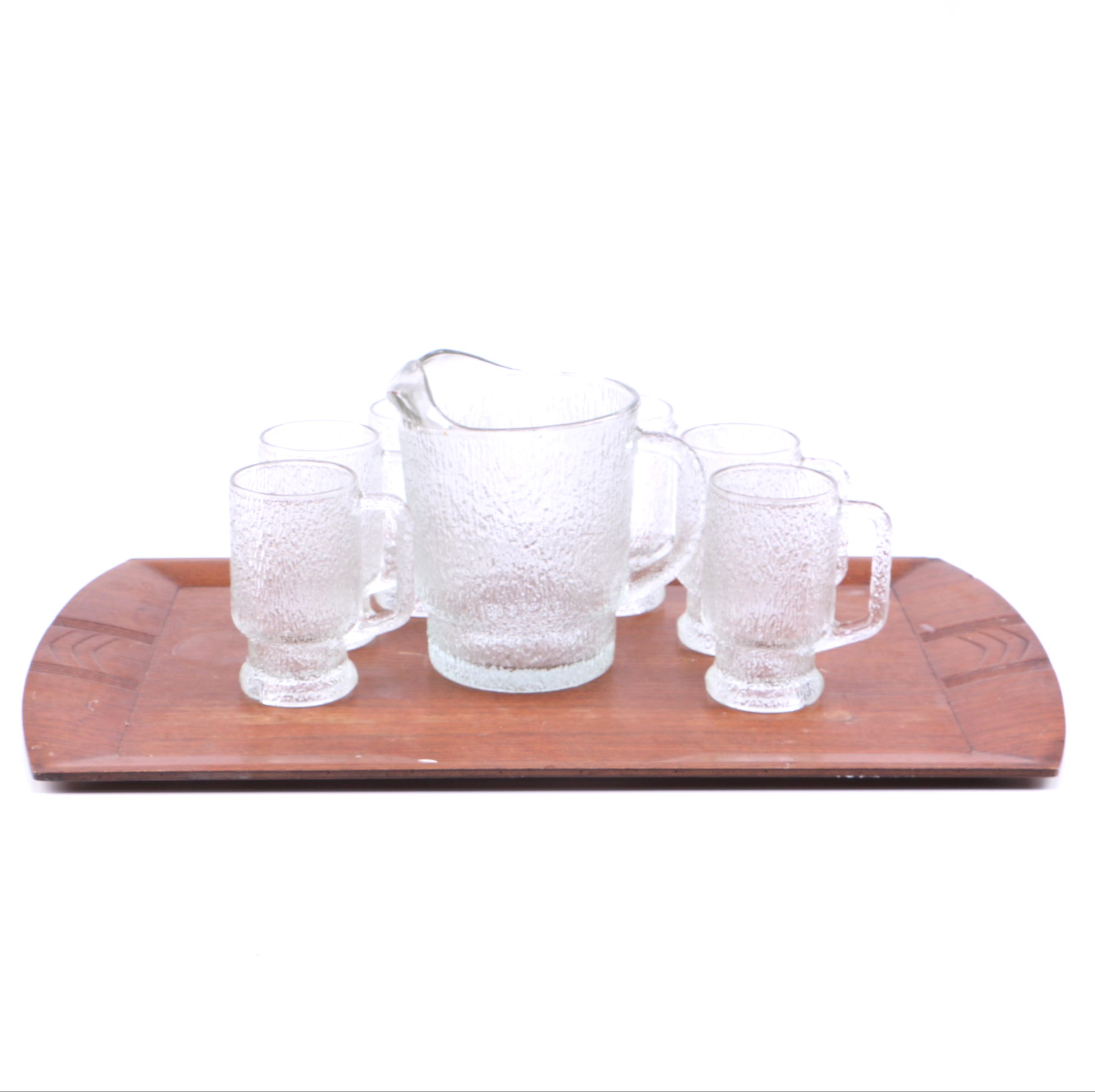 Beer Pitcher and Four Mugs with Vintage Toastmaster Tray